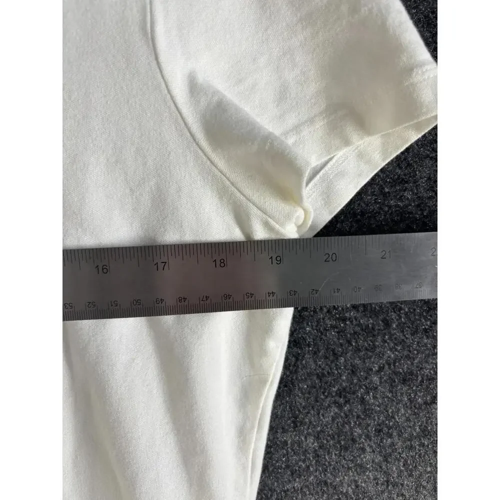 Tommy Hilfiger Polo Shirt Men L Large White Button Up Collared Short Sleeve